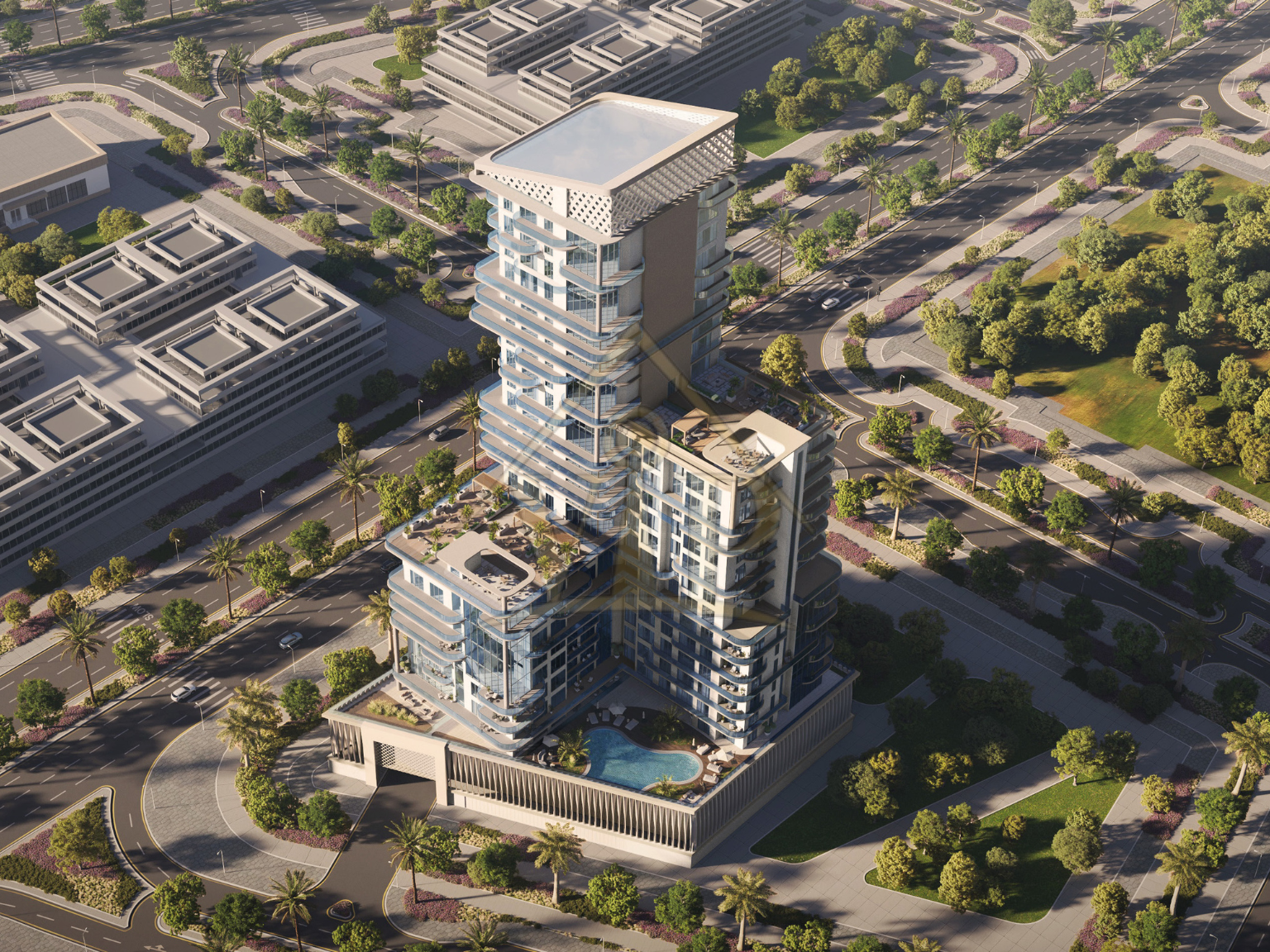1BR_ Radiant Gardens Tower | Direct Pool View | Mid Floor | Low Premium | Brilliant Architectural Designed Unit